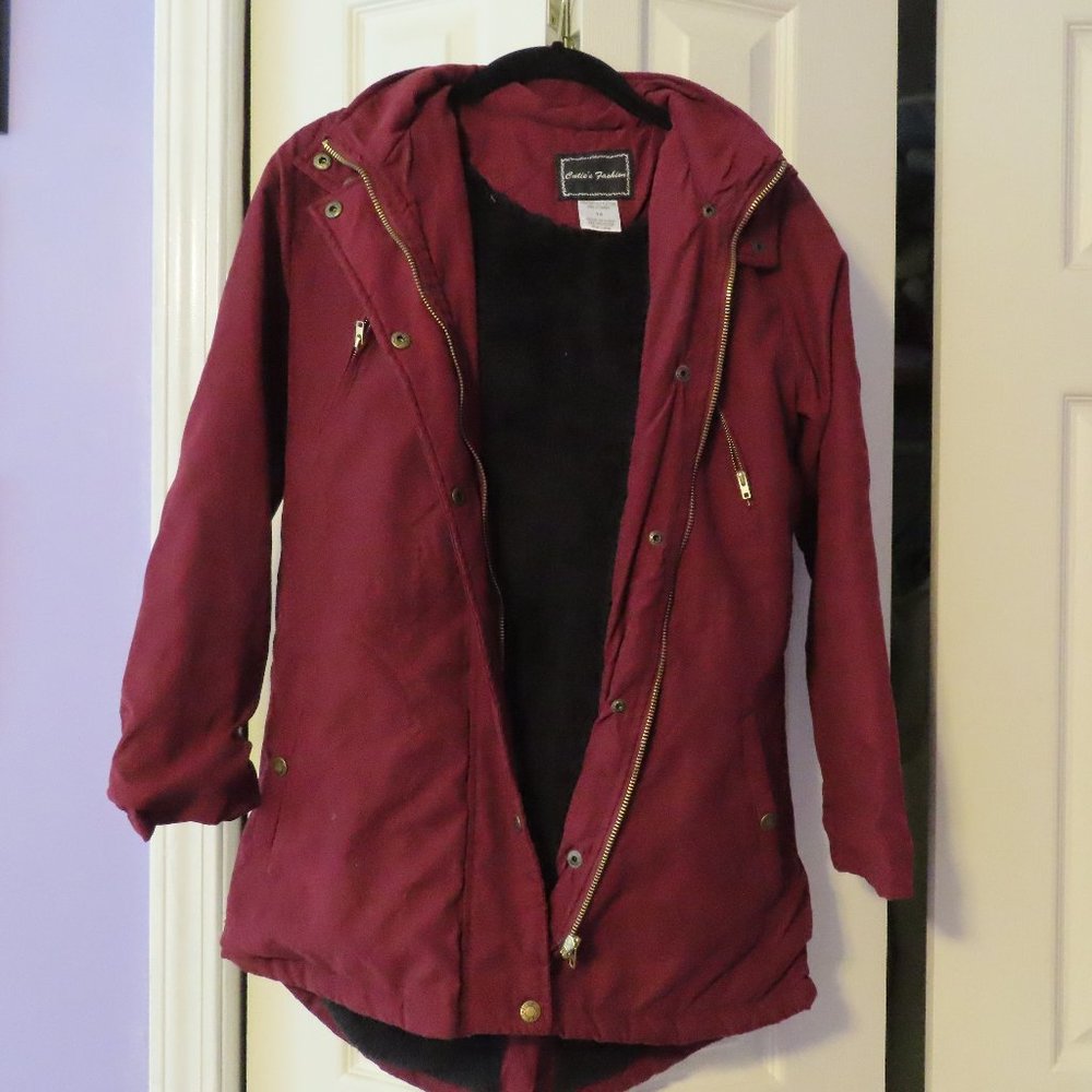 Burgundy, black and gold jacket